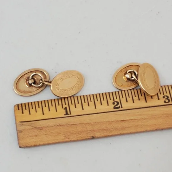Vintage Krementz Gold Plate Chain Cufflinks Art Deco Oval - Picture 6 of 8